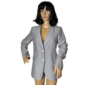 Tommy Hilfiger Two-Button Oxford Chambray Blazer blue preppy chic size 6